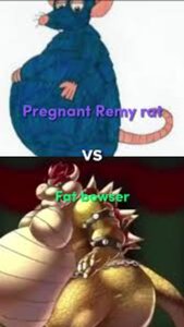 Rating: Questionable Score: 0 Tags: blue fat fat_bowser fight_to_the_death pregnant pregnant_remy_rat ratatouille remy showdown tan User: Dumbratdevin